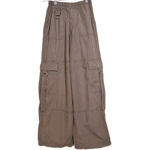 Womens High Rise Cargo Parachute Pants XS Wild Fable Baggy Elastic Waist Mocha
